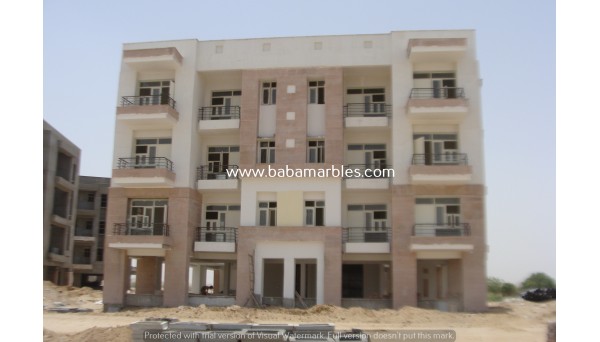 Raj West Power Plant Residencel Block Barmer Stone Elevation Work By BABA MARBLES AND ART STONE