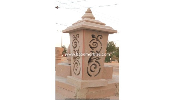 Jodhpur Sandstone Pink White Red Natural Stone Lamp 2527