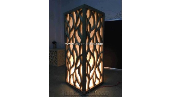 Jodhpur Sandstone Pink White Red Natural Stone Lamp 2537